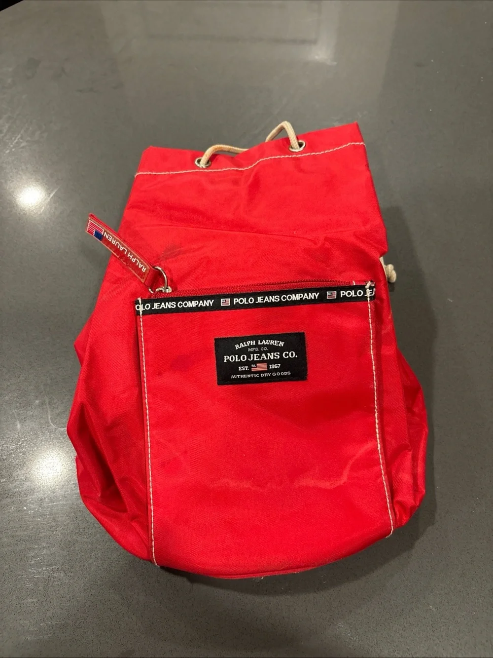 Ralph Lauren Polo Sport Baby Blue Drawstring Bucket Bag Y2K 90's Vntg